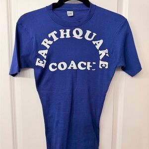 Vintage 'Earthquake Coach' Royal Blue Graphic Tapered Tee